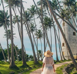 Journey to Galle Lighthouse via a tranquil palm path. Witness Islandwyde’s idyllic sri lanka holiday packages tours.